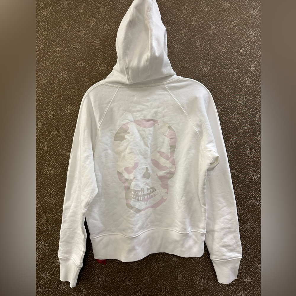 🔥🔥🔥NEW Zadig & Voltaire Skull Graphic Hoodie Pullover White Pink